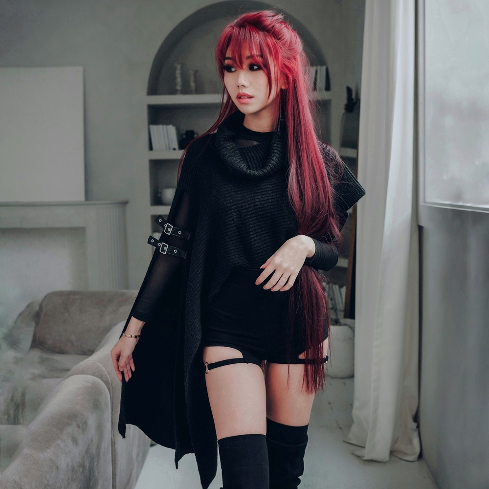 Lychee the Label Dorayaki Asymmetrical Strap Detail Shawl